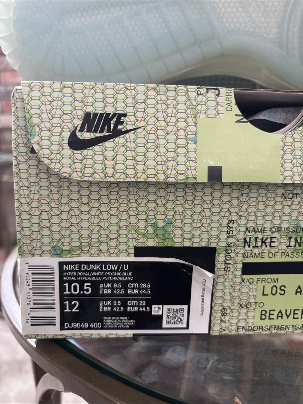 Nike Dunk Low Union Passport Pack Argon DJ9649-400 Men’s 10.5 / Women’s 12 New - Picture 9 of 9
